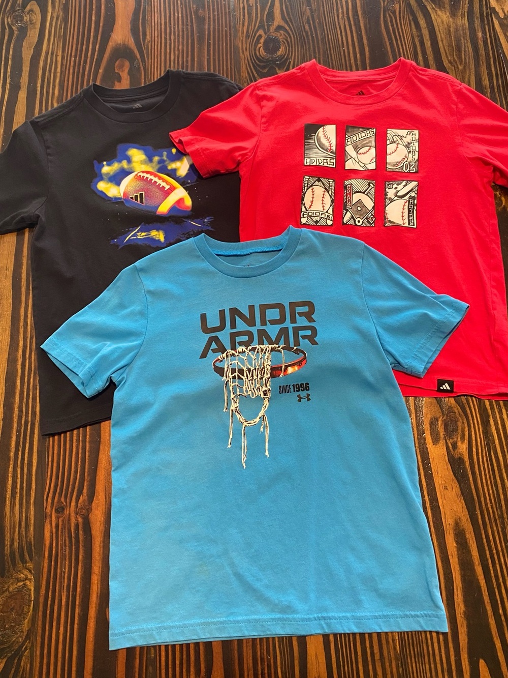 Boys size Small T-shirt bundle. 2 Adidas shirts & 1 Under Armour shirt!